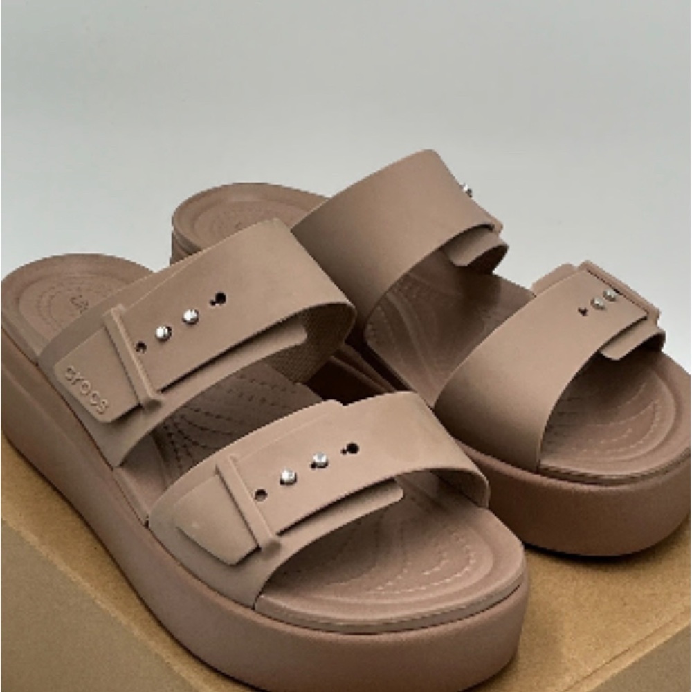 CROCS Women’s Tan Platform Slide Sandals